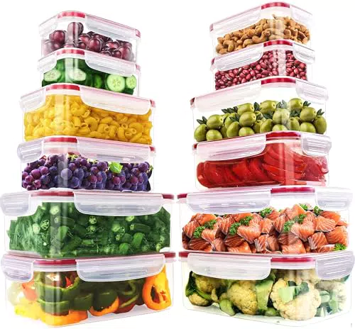KICHLY Contenitori in plastica a tenuta stagna per alimenti, sicuri per microonde e congelatore