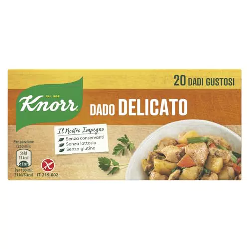 Knorr Dado Delicato - Dado Gustoso Senza Glutine e Conservanti, Agricoltura Sostenibile