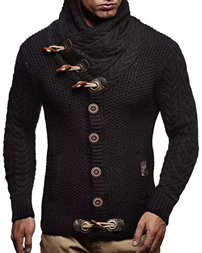 Leif Nelson Giacca Uomo in Maglia Cardigan Collo a Scialle LN-4195