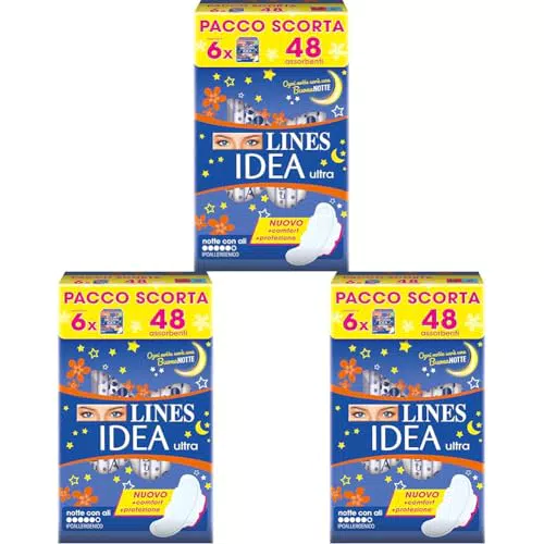 Lines Idea Ultra Notte Assorbenti con Ali - Confezione Scorta
