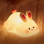 Coniglio Luce Notturna Bambini Ricaricabile con Sensore Tattile e Timer