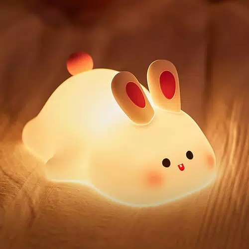 Coniglio Luce Notturna Bambini Ricaricabile con Sensore Tattile e Timer
