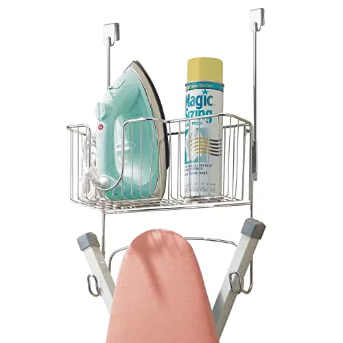 mDesign Appendiabiti in Metallo per Asse da Stiro con Cestino Multiuso