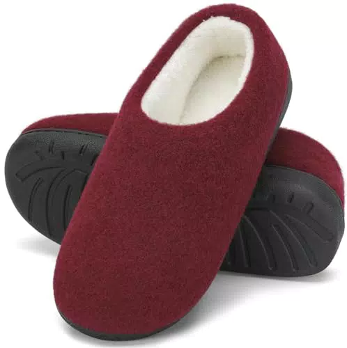 Mishansha Pantofole Uomo in Feltro Antiscivolo con Suola Spessa e Memory Foam