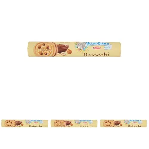 Mulino Bianco Biscotti Baiocchi con Crema alla Nocciola e Cacao per Colazione e Snack Dolce per la Merenda - 168 gr