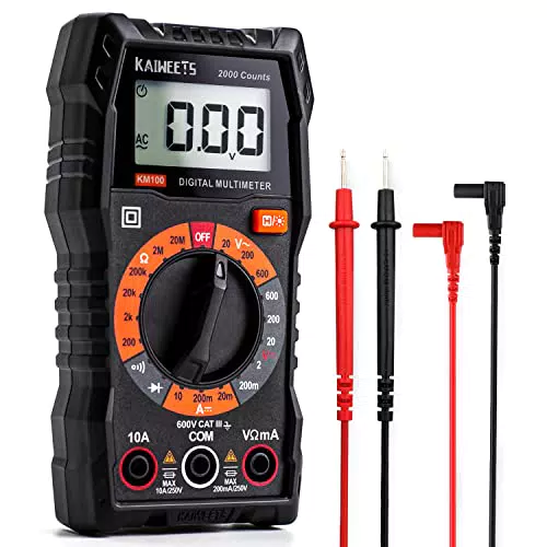 KAIWEETS Multimetro Digitale Portatile MINI TRMS 2000 - Tester Tensione e Corrente