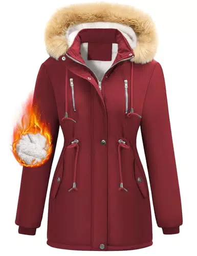 Nadeer Parka Donna Imbottito con Cappuccio in Pelliccia Sintetica