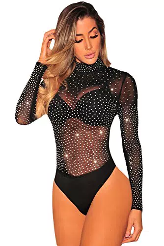 NBBNYJ Bodysuit Donna Elegante Vintage Manica Lunga Mesh Tuta Estiva