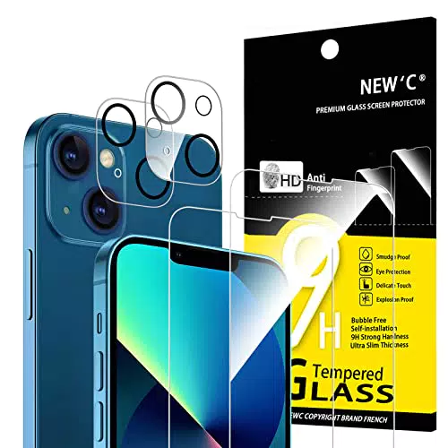 NEW'C Pellicola Vetro Temperato e Protettiva per iPhone 13 - Ultra Resistente 9H