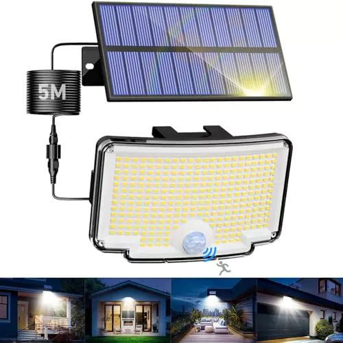 Nipify Faretti Solari LED da Esterno IP65 con Movimento per Giardino e Garage