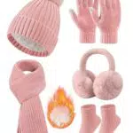 Niwicee Set Cappello, Sciarpa e Guanti Touch Screen per Donna Invernale