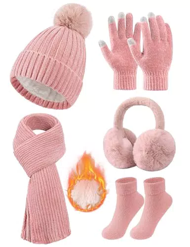 Niwicee Set Cappello, Sciarpa e Guanti Touch Screen per Donna Invernale