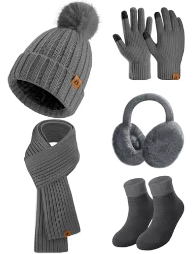 Niwicee Set Invernale Donna: Cappello, Sciarpa, Guanti e Paraorecchie Caldi