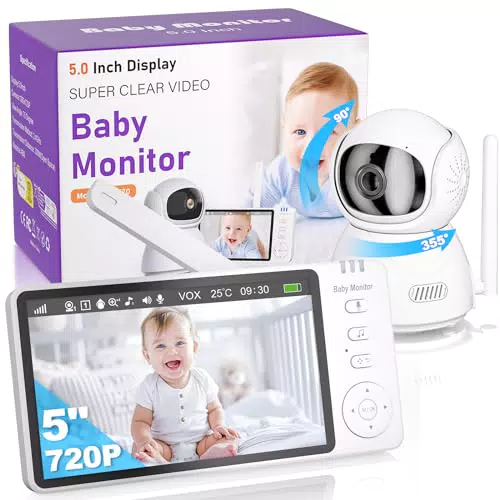 OBVHNUA Baby Monitor Video e Audio 720P HD con Monitoraggio Temperatura e Notturna