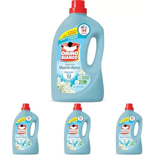 Omino Bianco - Detersivo Lavatrice Liquido, 44 Lavaggi, Fresco Profumo con Essenza Cuore di Marsiglia