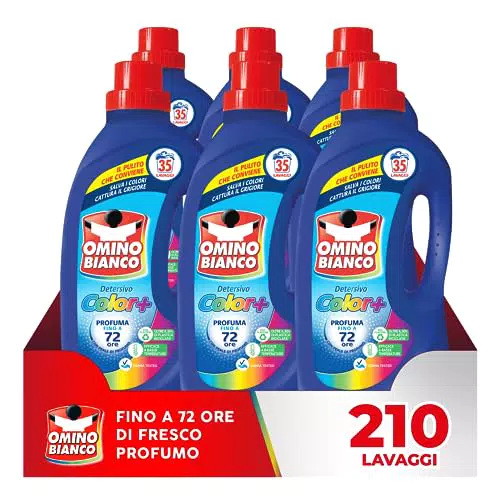 Omino Bianco Detersivo Lavatrice Liquido Color+, Tecnologia Salva i Colori