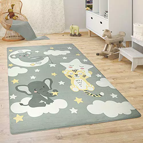 Paco Home Tappeto per Bambini Cameretta Da Gioco con Animali Arcobaleno