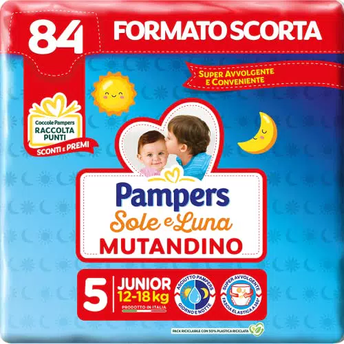 Pampers Sole E Luna Pannolino A Mutandino Junior, Taglia 5