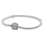Pandora Bracciale 590723CZ Donna Argento Moments con Chiusura Signature e Zirconi