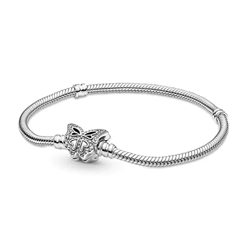 Pandora Bracciale Moments in argento Sterling con chiusura a farfalla e zirconia