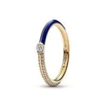 Pandora ME Anello con pavé placcato in oro 14k e zirconi cubici trasparenti