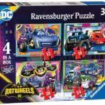 Ravensburger Puzzle DC Batwheels - Collezione 4 in a Box, Gioco Educativo per Bambini