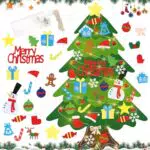 RISVOWO Albero di Natale in Feltro DIY con Ornamenti e Luci per Bambini