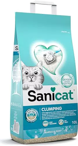Sanicat Lettiera per gatti agglomerante al Sapone di Marsiglia, minerali naturali