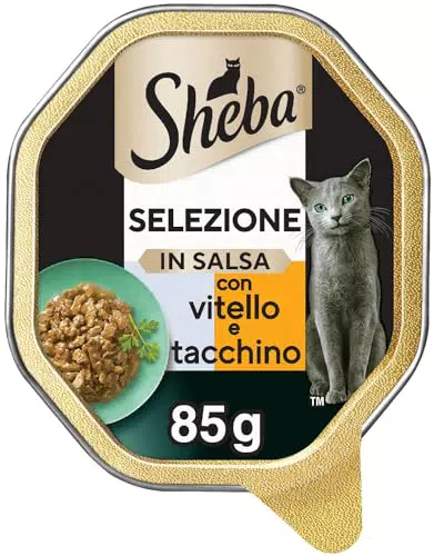 Sheba Cibo Umido per Gatti con Vitello e Tacchino in Salsa