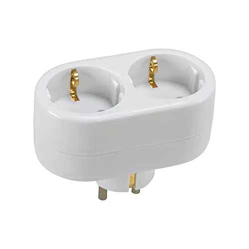Simon Brico Adattatore 10/16A 250V con 2 Prese Frontali Retrattili