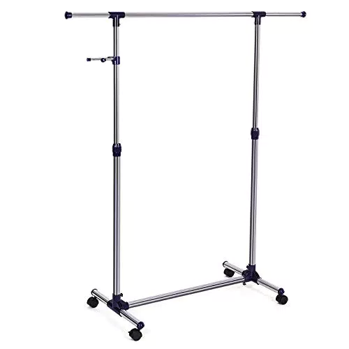 SONGMICS Stand Appendiabiti con Ruote, Altezza Regolabile e Ganci Laterali LLR01L