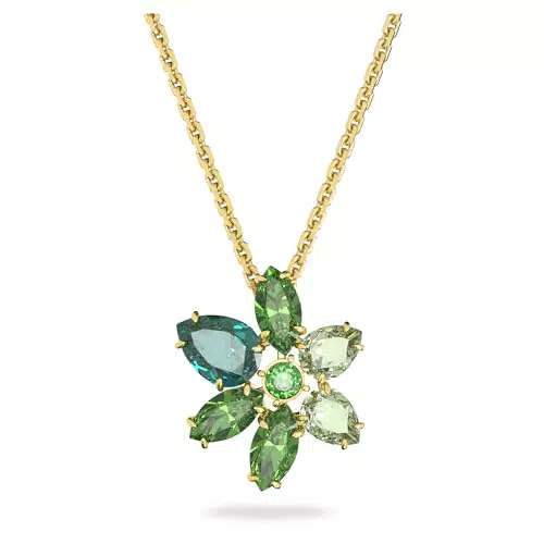 Swarovski Gema Collana Pendente con Cristalli a Taglio Misto e Motivo Floreale