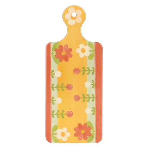 THUN Tagliere in Ceramica Decorata a Mano con Motivi Floreali, Linea Florianne