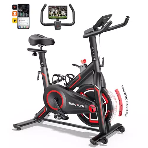Toputure Cyclette da Casa con App e Resistenza Magnetica, Volano da 15 kg