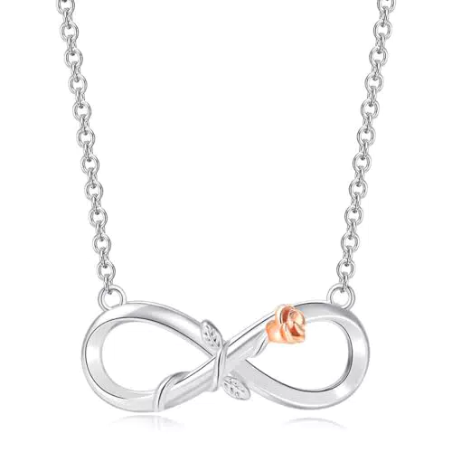 TQPUWT Collana Donna in Argento con Ciondolo Infinito e Portagioie