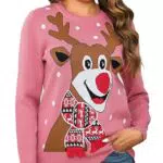Uniexcosm Maglione Natalizio Donna con Renna - Pullover Autunnale