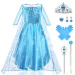 URAQT Vestito da Principessa per Bambina con Corona e Bacchetta Cosplay