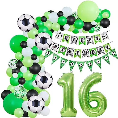 Calcio - Decorazioni per Compleanno 16 Anni Ragazzo, Ghirlanda Palloncini