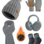 Voqeen Set Invernale Donna: Cappello, Sciarpa e Guanti Touchscreen