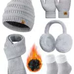 Voqeen Set Invernale Donna: Cappello, Sciarpa e Guanti Touch Screen Caldi
