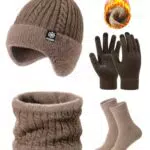 Voqeen Set Invernale: Cappello, Sciarpa e Guanti Touch Screen per Uomo