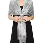 Voqeen Stola Elegante per Donna in Argento e Oro - Scialle Cerimonia e Feste
