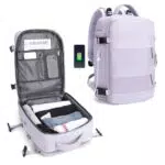 Zaino da viaggio impermeabile sportivo per laptop 14 con porta USB e scomparto scarpe