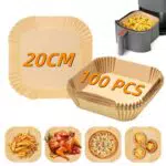 ELEPRUC Carta Forno Antiaderente per Friggitrice ad Aria e Microonde 20-24cm