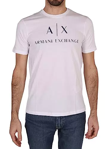 ARMANI EXCHANGE Collo Rotondo Logo, T-shirt, Uomo, Blu