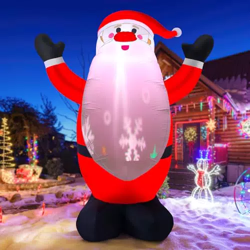 Babbo Natale Gonfiabile con Proiettore Luce - Decorazione Natalizia da Esterno