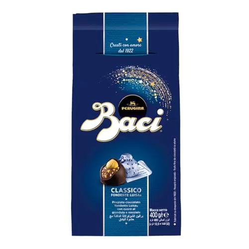 BACI PERUGINA Cioccolatini Fondenti ripieni al Gianduia, scatola cuore con volpi