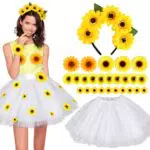BOFUNX Gonna Tutu Donna in Tulle con Fascia e Cerchietto Girasole per Cosplay