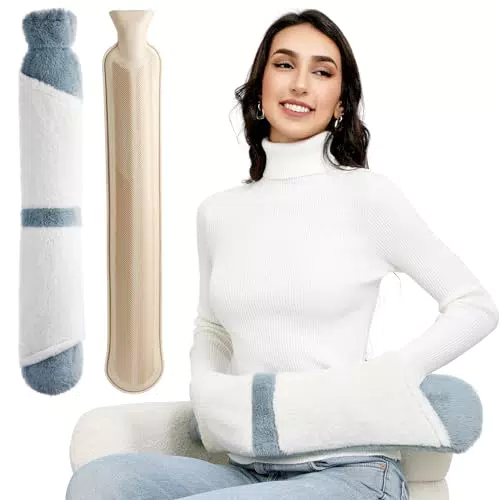Borsa Acqua Calda con Copertura in Peluche Morbida per Termoterapia