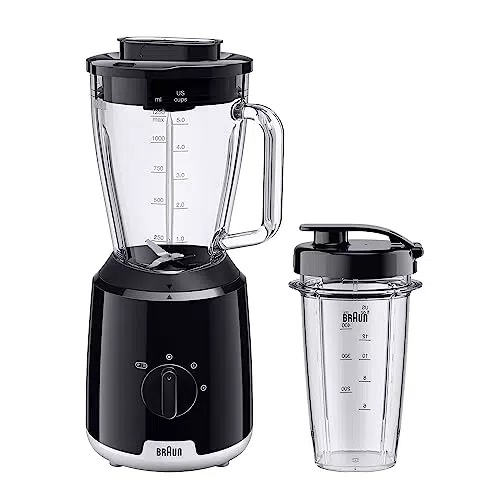 Braun PowerBlend 1 JB1051BK - Frullatore da Tavolo con Bicchiere Smoothie2Go